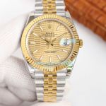 TW Replica Rolex Datejust 2-Tone Yellow Gold Strap Yellow Gold Face Fluted Bezel Watch 41mm